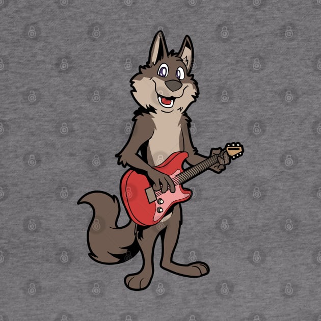 Comic Wolf plays electric guitar by Modern Medieval Design